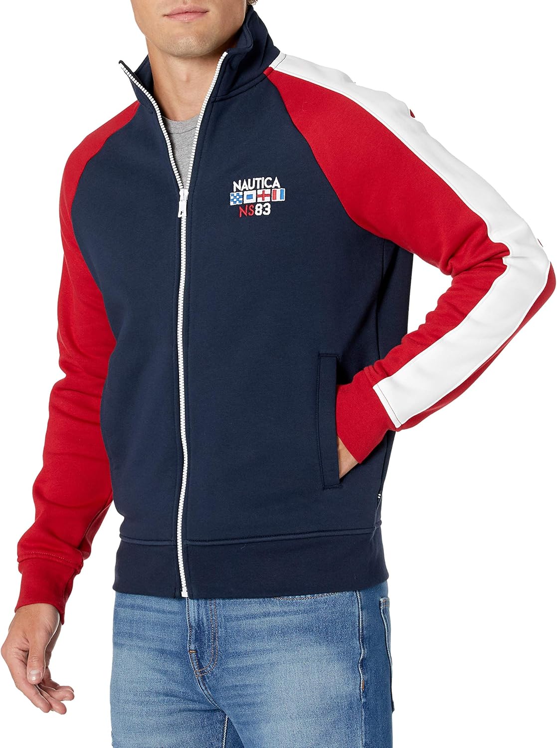 Nautica Men's Colorblock Track Jacket at  Men’s Clothing store