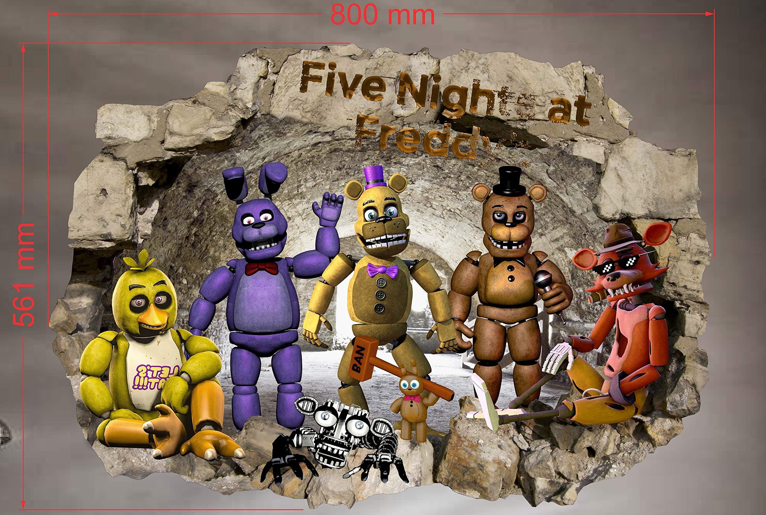 Five Nights at Freddy's FNAF Wall Stickers FNAF Decal Art Decor Vinyl Mural Wall Sticker Smashed Wall Sticker 57x78cm
