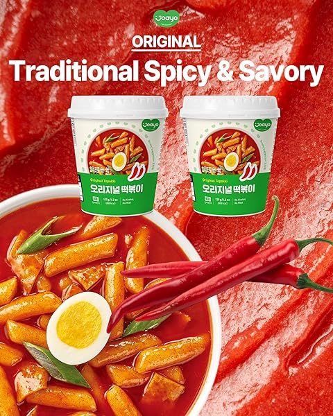JOAYO ORIGINAL TTEOKBOKKI RICE CAKES W/SWEET & SPICY TRADITIONAL SAUCE [2-PACK] AUTHENTIC KOREAN STREET FOOD EASY K-FOOD INSTANT MICROWAVABLE SNACK