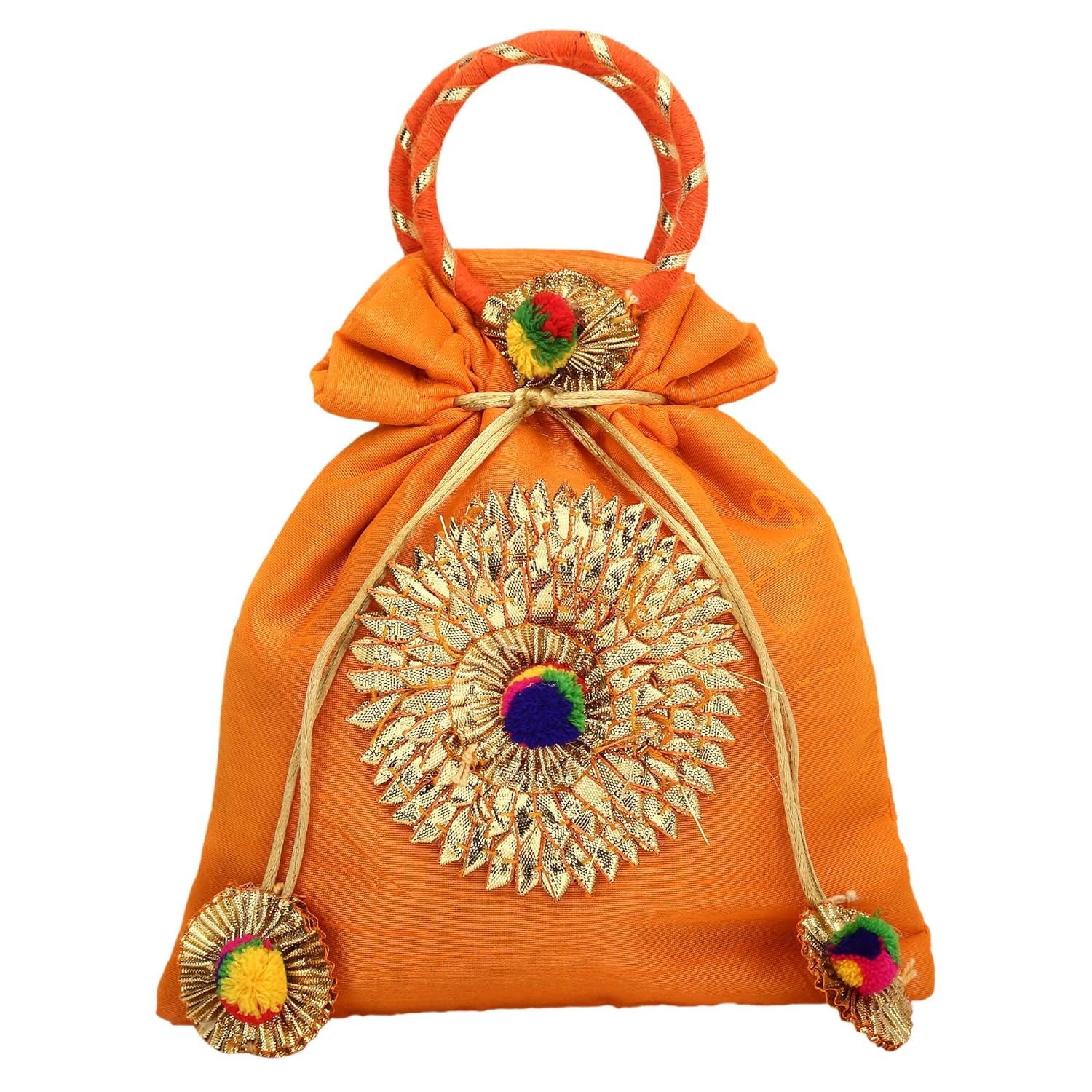 inner beats women's potli bag, silk, gota embroidered, rajasthani style