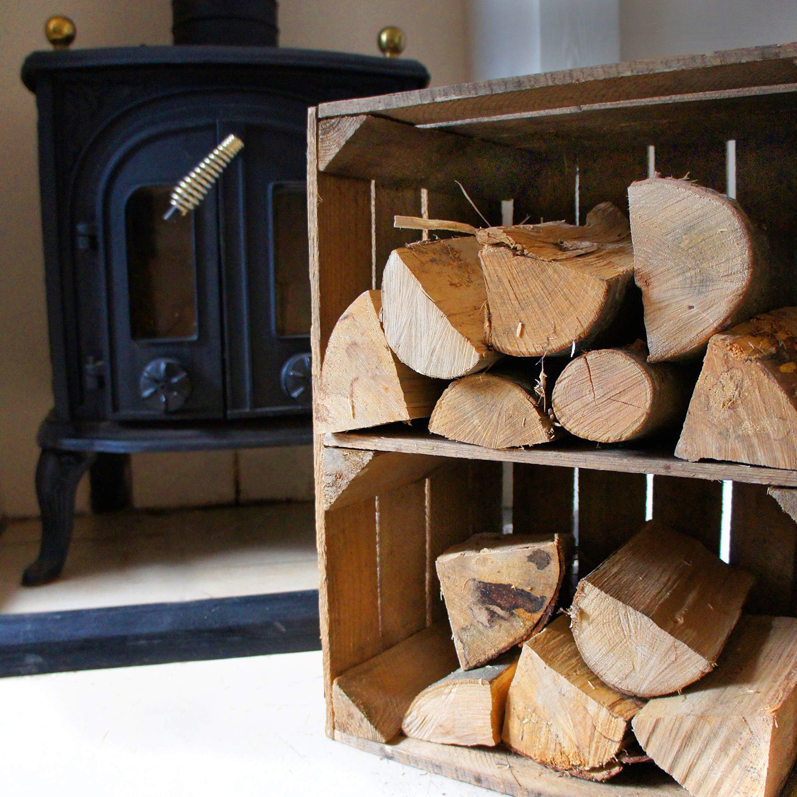 Small Rustic Wooden Shelf - Indoor or Outdoor Firewood - Wood Burning Stove Log Store/Wood Store