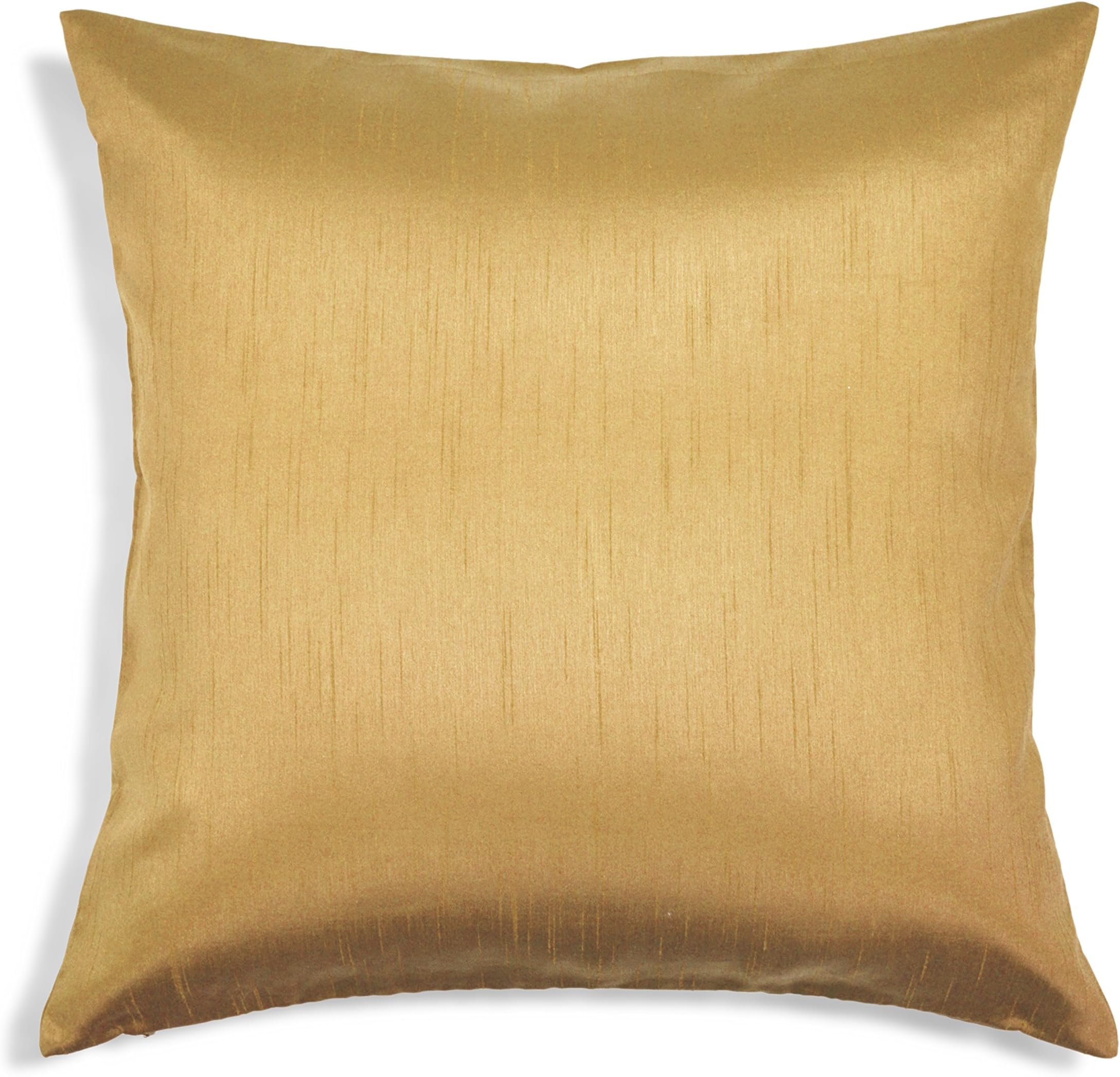 Aiking Home CollectionSolid Faux Silk Euro Sham/Pillow Cover, Zipper Closure, 26 by 26 Inches, Brass