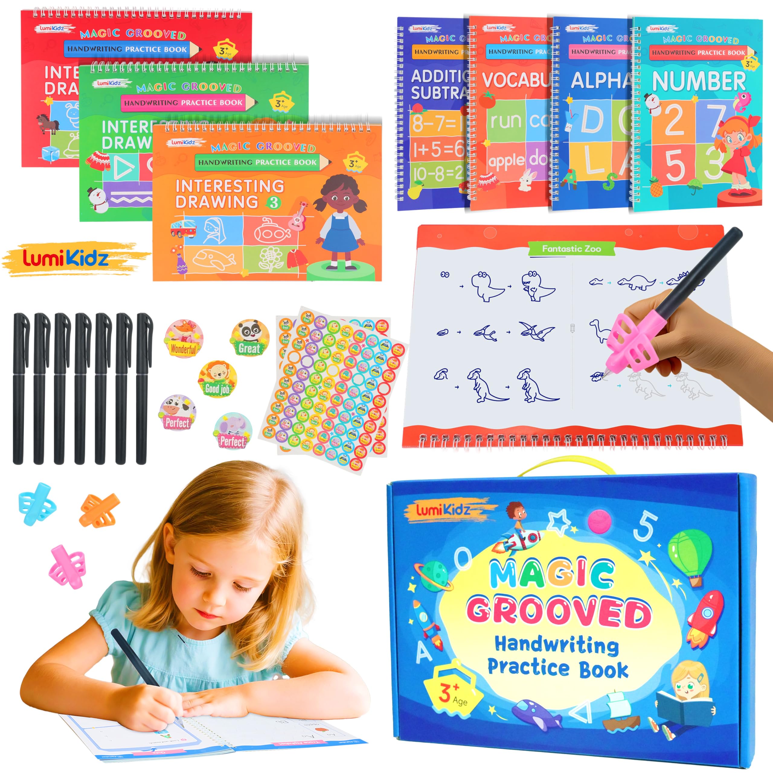 Magic Writing Practice Mua Magic Grooved Writing Practice for Kids Ages 3-8 – Reusable ...