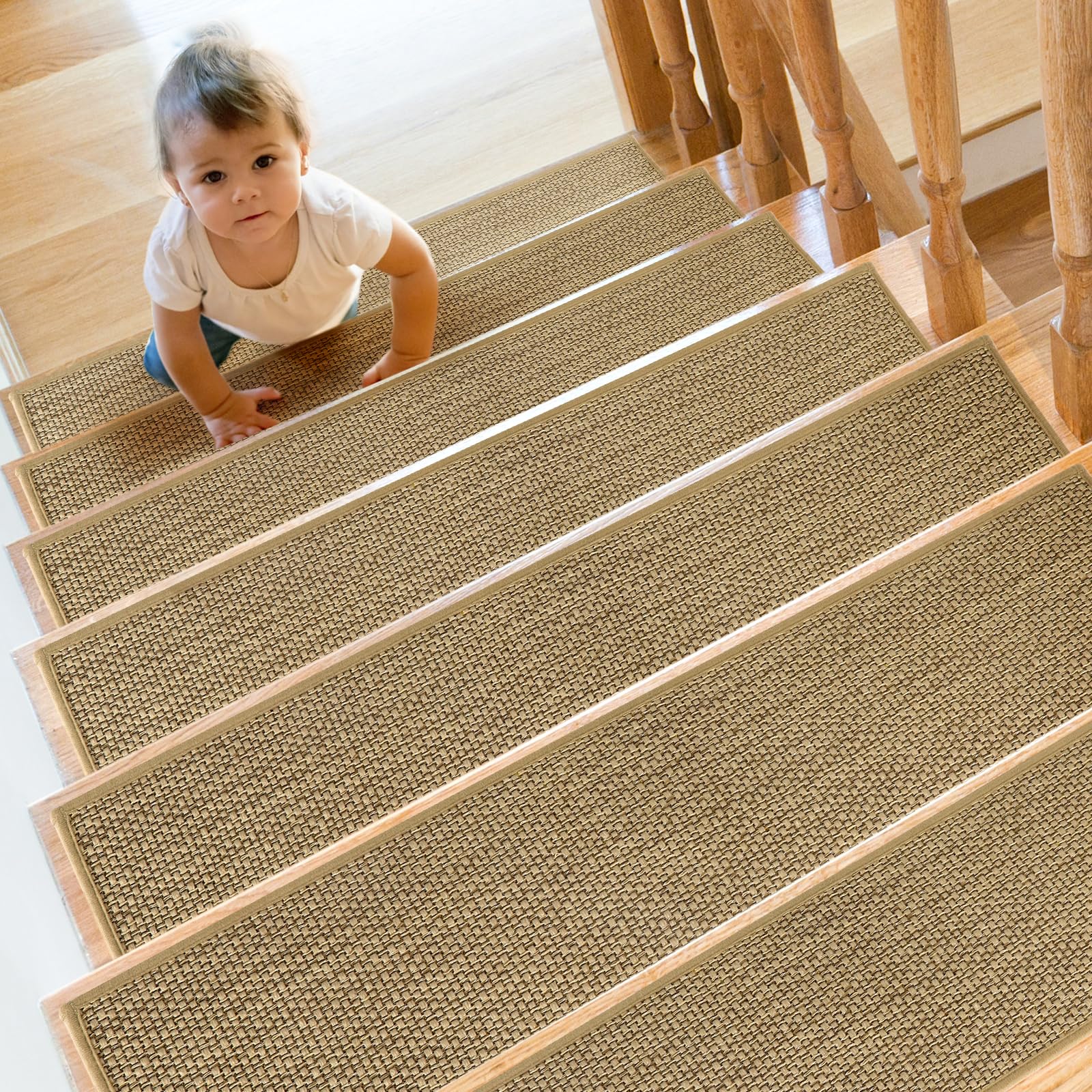 Brown Noise White Pattern Stair Treads Non Slip 8\, image size:1600x1600