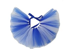 Pawpatu Handcrafted White and Blue Football Team Spirit Mesh Tutu Skirt for Dogs