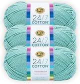 Lion Brand 24/7 Cotton Yarn Succulent Pack of 3 100% Mercerized Cotton