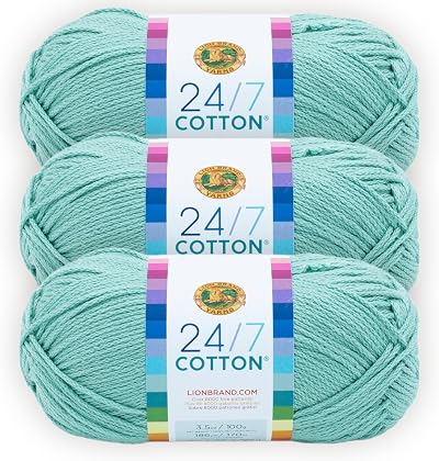 Lion Brand 24/7 Cotton Yarn Succulent Pack of 3 100% Mercerized Cotton