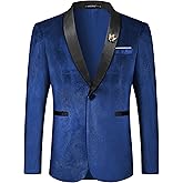 MAGE MALE Men's Velvet Slim Fit Suit Blazer Jacket Shawl Lapel One Button Dinner Prom Wedding Tuxedo