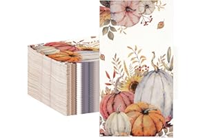 GRENCIAN 100 Pcs Fall Napkins Thanksgiving Guest Napkins Pumpkins Autumn Leaves Paper Napkins, 3 Ply Disposable Autumn Paper Towels for Fall Thanksgiving Party Supplies Table Decorations Bathroom Kitchen Home