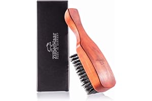 ZilberHaar Major – Men's Hair and Beard Brush – Soft Boar Bristles – Massages and Exfoliates Skin and Scalp – Ideal Men's Grooming Accessory – Made in Germany