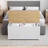 Vida Designs Arlington Storage Ottoman White Wood 100x40x48cm Lift Lid view 4