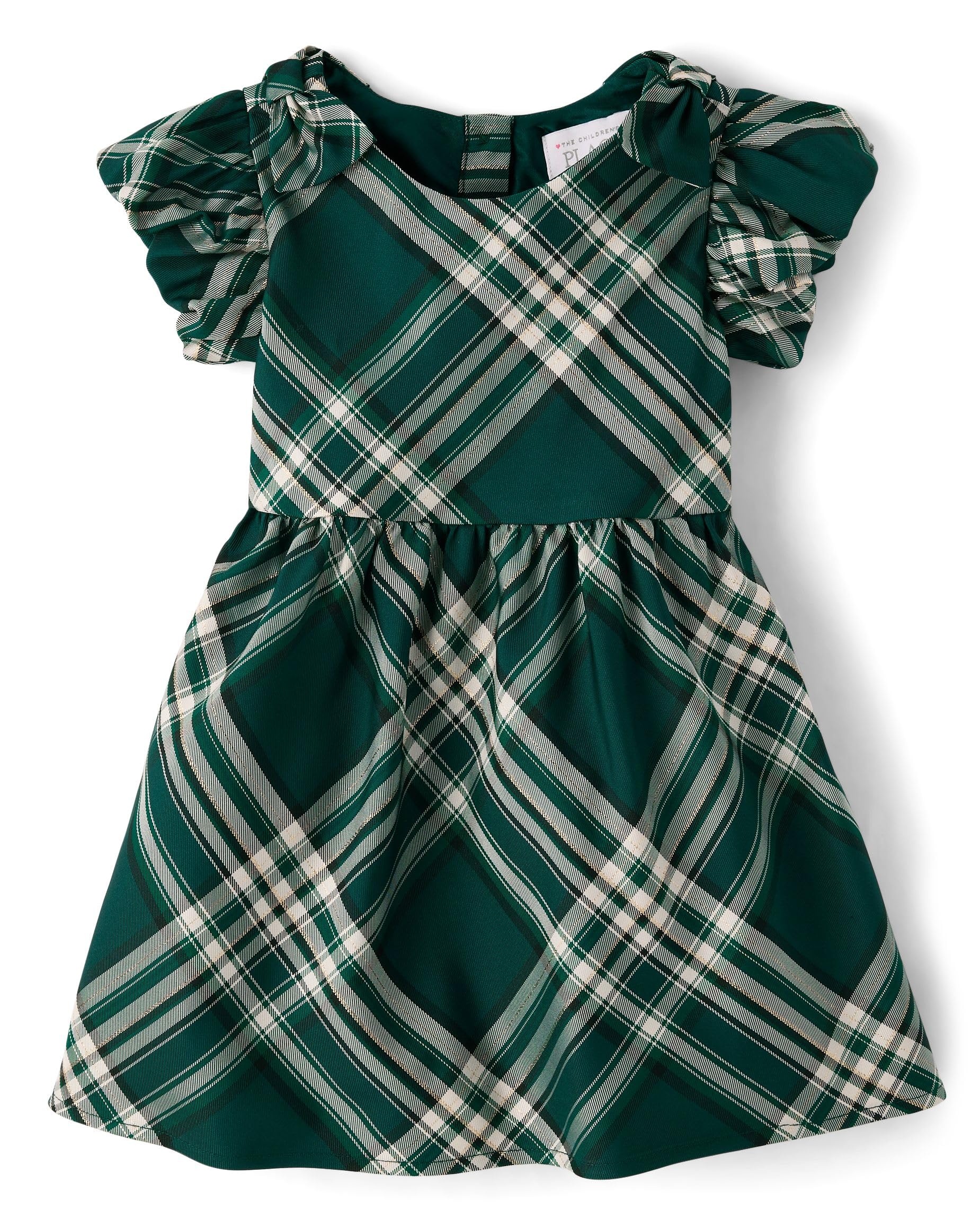 The Children's Place,Baby-Girls,and Toddler Short Sleeve Dressy Dresses,Balt Green Plaid,4 Years Image