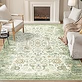 Castage 5x7 Area Rugs,Green Washable Rug for Living Room Bedroom Kitchen Dining Room,Large Boho Vintage Bohemian Distressed Oriental Carpet Non Slip