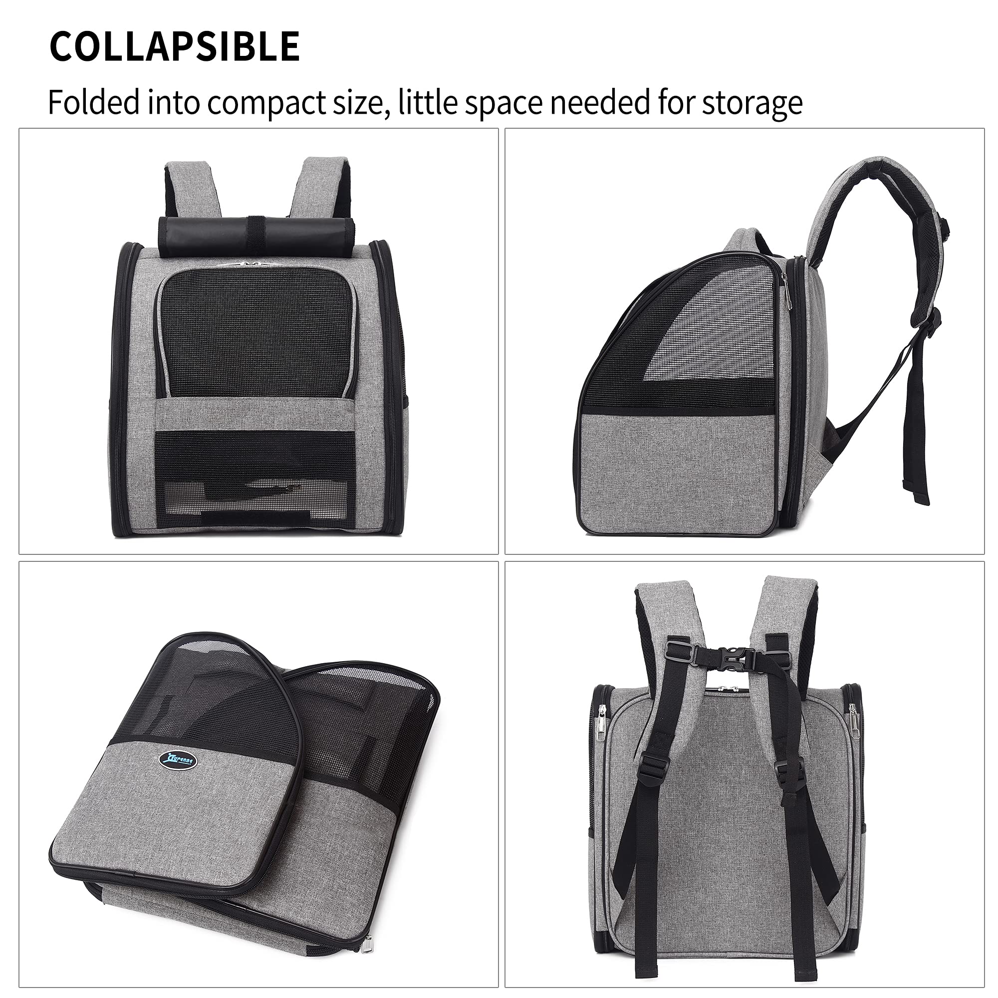 SUPERBE Cat Backpack Carrier, Expandable Pet Backpack Carrier for Cats Small Dogs, Airline Approved, Ventilated Design for Travel, Hiking & Outdoor Use