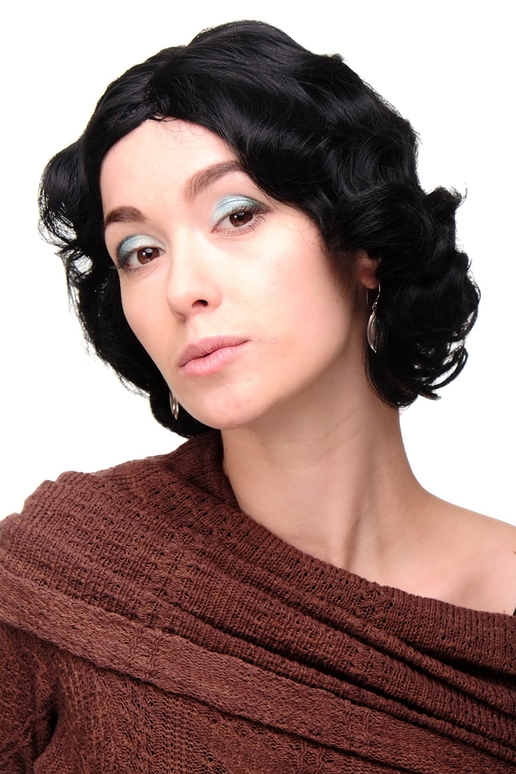 WIG ME UP A4002-1 Lady Quality Wig Short Bob 20s 30s Twenties Movie Star Diva Charleston Swing Style Wave Black