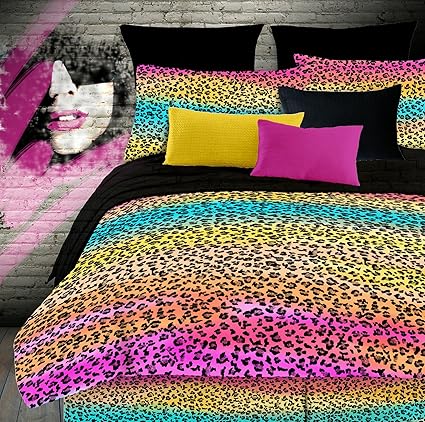 Twin Full Queen Bed Purple Rainbow Zebra Wild Animal Safari 3 Pc