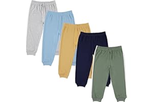 Cudlie 5-Pack Baby/Toddler Boys Jogger Pants - Lightweight Tapered Sweatpants - Lounge Jogger for Boys