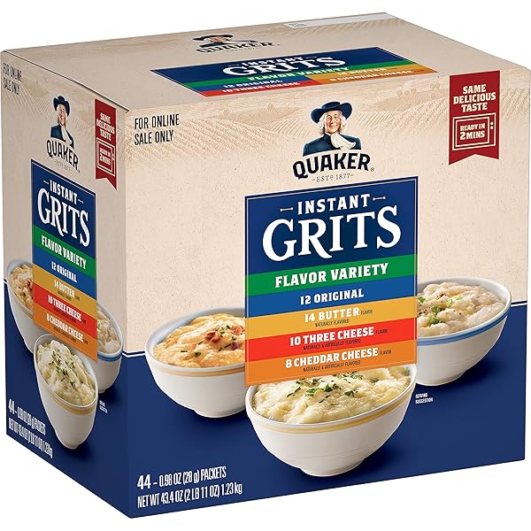 QUAKER INSTANT GRITS, 4 FLAVOR VARIETY PACK, 0.98OZ PACKETS,44 COUNT (PACK OF 1)
