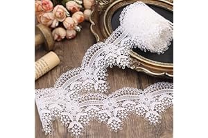 DHFLYDH White Lace Trim 3 Yards Scalloped Embroidery Lace Ribbon Flower Venice Lace Trim for Crafts, Dress, Gift Wrapping, Wedding, Home Decoration