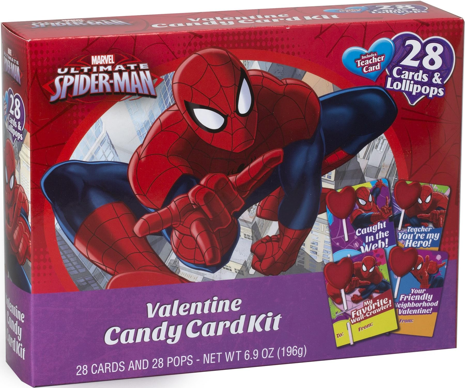 Frankford Candy Company Spiderman Candy Card Kit, Cherry, 28 Count (Pack of 6)
