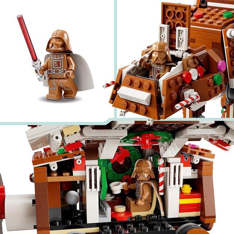 Star Wars 40806 Lebkuchen AT-AT - Weihnachtlicher Bausatz für Kinder inkl. Darth Vader Minifigur & Lichtschwert - Deko für die Weihnachtszeit - Geschenk für Jungen und Mädchen ab 10 Jahren & Fans — Foto 4 von 8