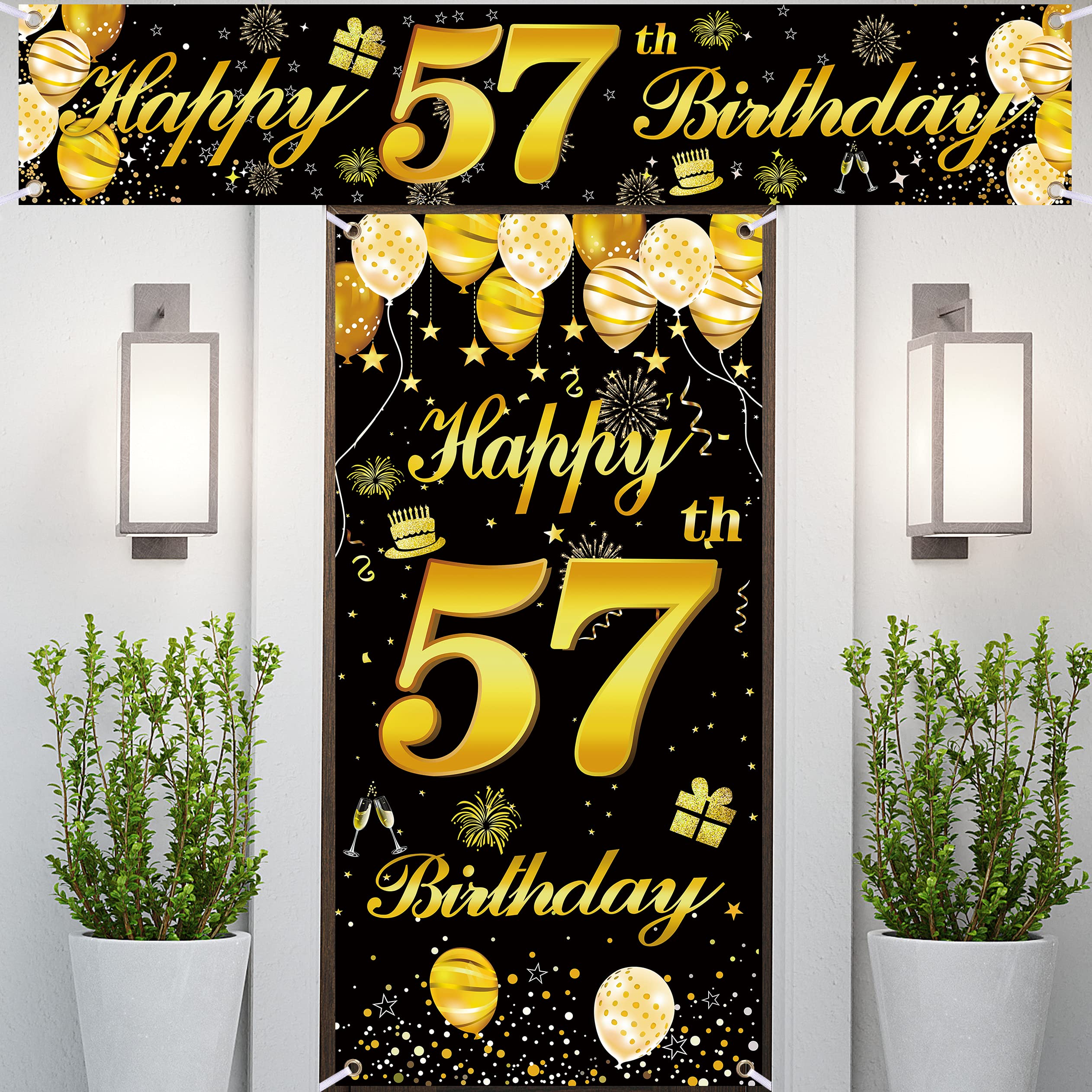 57th Happy Birthday Door Banner IMISI Birthday Decorations Birthday Backdrop Decorations for a Party