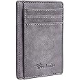 Travelambo Slim Wallet Front Pocket Minimalist Leather RFID Blocking Medium Size