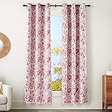 AmazonBasics 100% Blackout Silky Soft Fabric Window Panel with Grommets and Thermal Insulated, Noise Reducing Blackout Liner - 42" x 95", Blush Watercolor Floral