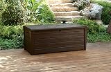 Keter Brightwood 454L Outdoor Garden Storage Box Brown Wood Panel view 9
