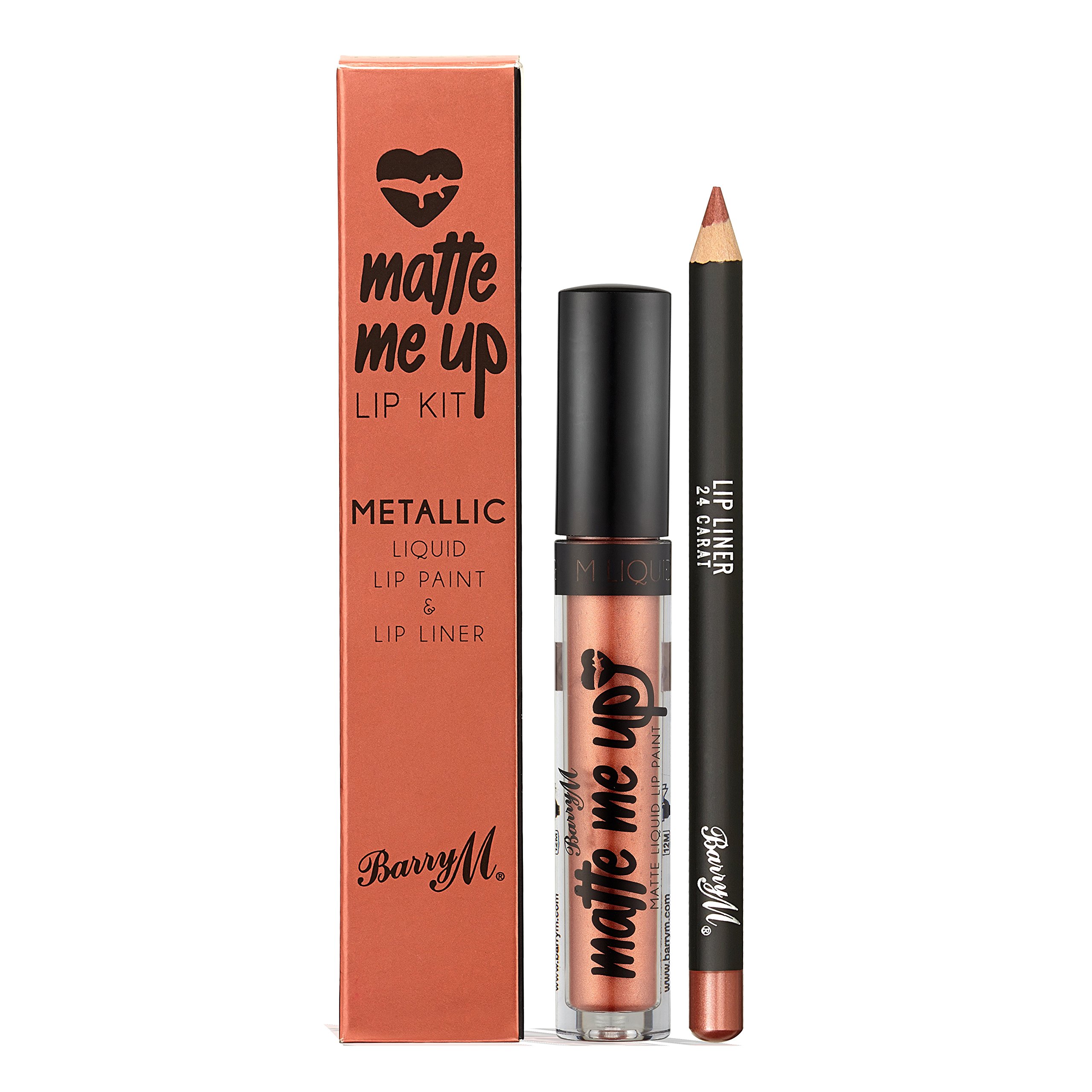 Barry M Cosmetics Metallic Matte Me Up Liquid Lip Kit, 24 Carat