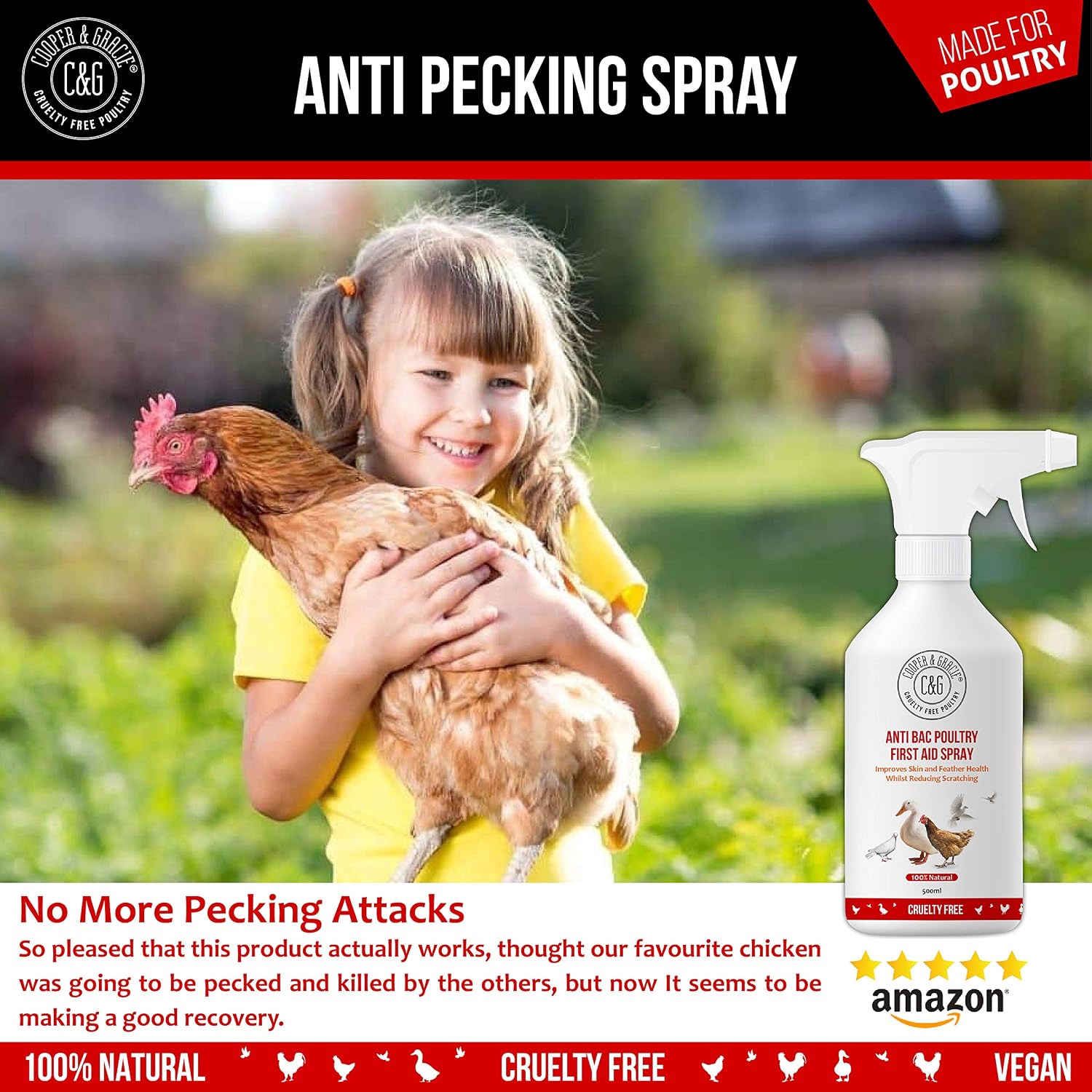 Anti Pecking Spray 500ML By Cooper And Gracie, White, 500 ml (Pack of 1) - Image 5