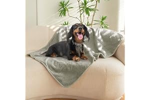 PETHUR Waterproof Dog Blankets for Medium Dogs, Medium Cat Blanket Washable for Couch Protection, Fluffy Fleece Dog Blanket, Light Gray, M
