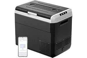 EKOJUCE 12 Volt Refrigerator, 64 Quart Electric Cooler, Car Fridge 12V/24V DC 100~240V AC, Portable Freezer -4℉~68℉, APP Control, Portable 12V Refrigerator Fridge for Truck, RV, Camping,Travel