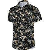 Kyrvtx Hawaiian Shirt for Men Summer Casual Beach Button Down Short Sleeve Printed Tropical Vacation Shirts