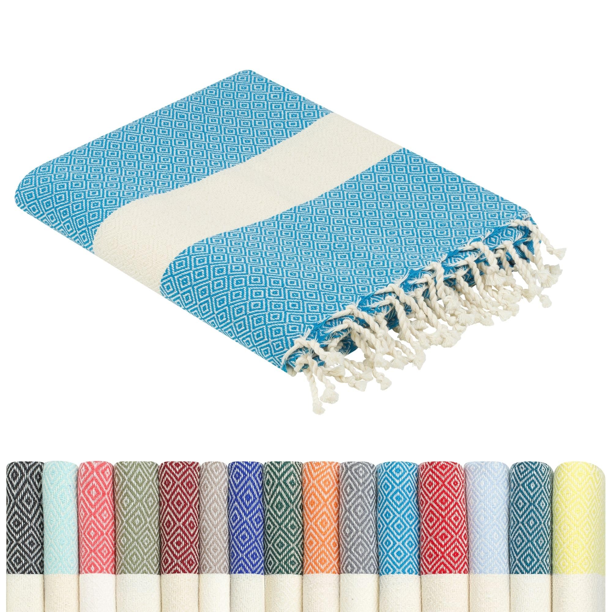 furora HOLIDAY Beach Towel for adults (cotton): Extra Large 100x200 cm / 39x79 Inch | lightweight, wearable Turkish Towel Fouta, sand free | Travel Towel, Picnic Blanket, Women Men Holiday Essentials