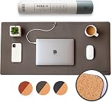 Nordik By Design Nordik Cork Leather Desk Mat 89 x 43 cm Gunmetal Grey