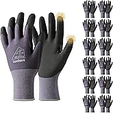 toolant Work Gloves Men MicroFoam Nitrile Coated, Breathable Nylon Safety Gloves with Stretchy Fit, Firm Grip & Touchsreen