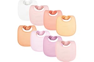 Tiny Twinkle 8 Pack Baby Bibs for Drooling and Teething – Waterproof & Absorbent Bibs for Baby Girl & Boy, Machine Washable Infant Bib Set for Newborns and Toddlers (Girl Sherbet 8-Pack)
