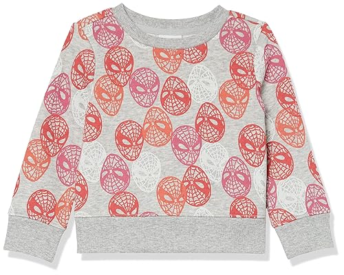 Amazon Essentials Disney | Marvel | Star Wars | Princess Toddler Girls' Fleece Pullover Crew Sweatshirt, Marvel Spider-man, 2T