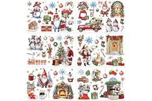 EOBECY Christmas Vintage Rub on Transfers for Crafts: 6 Pcs Rub on Transfers Christmas Santa Claus Snowman Rub on Transfers for Furniture Stickers Decals for Home DIY Crafts (6 × 12 inches)