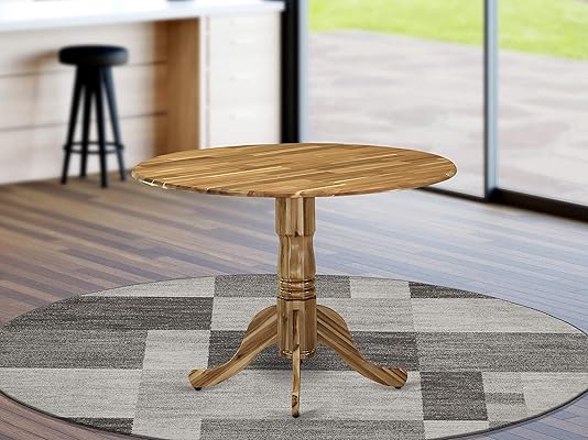 East West Furniture Dublin Dining Table, Wood Texture Pedestal Legs