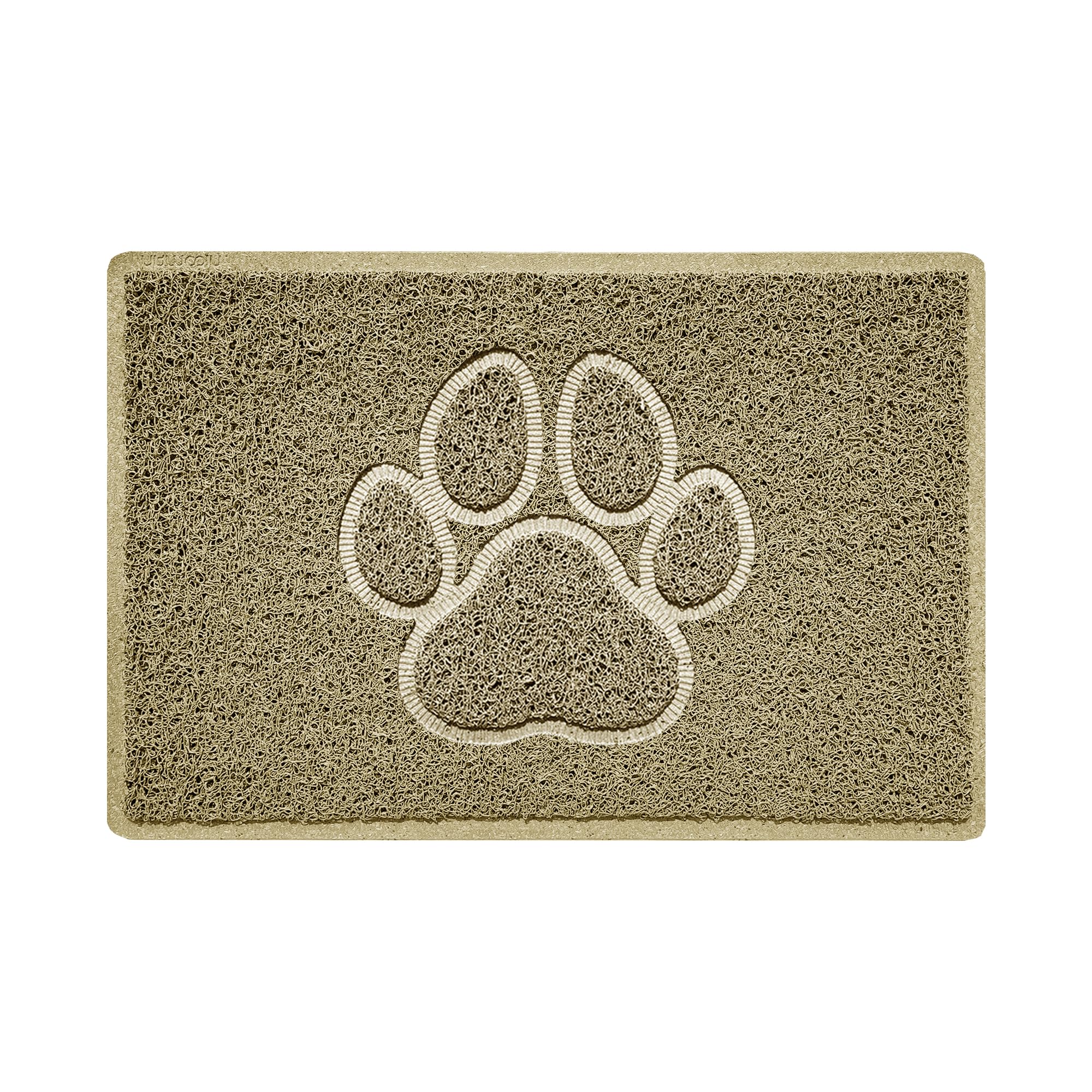 Nicoman Paw Embossed Shape Indoor Outdoor Dirt-Trapper Door Mat Washable Barrier Heavy Duty Doormat - (Watertight Rubber-Back, Small, Beige, 60 x 40cm)