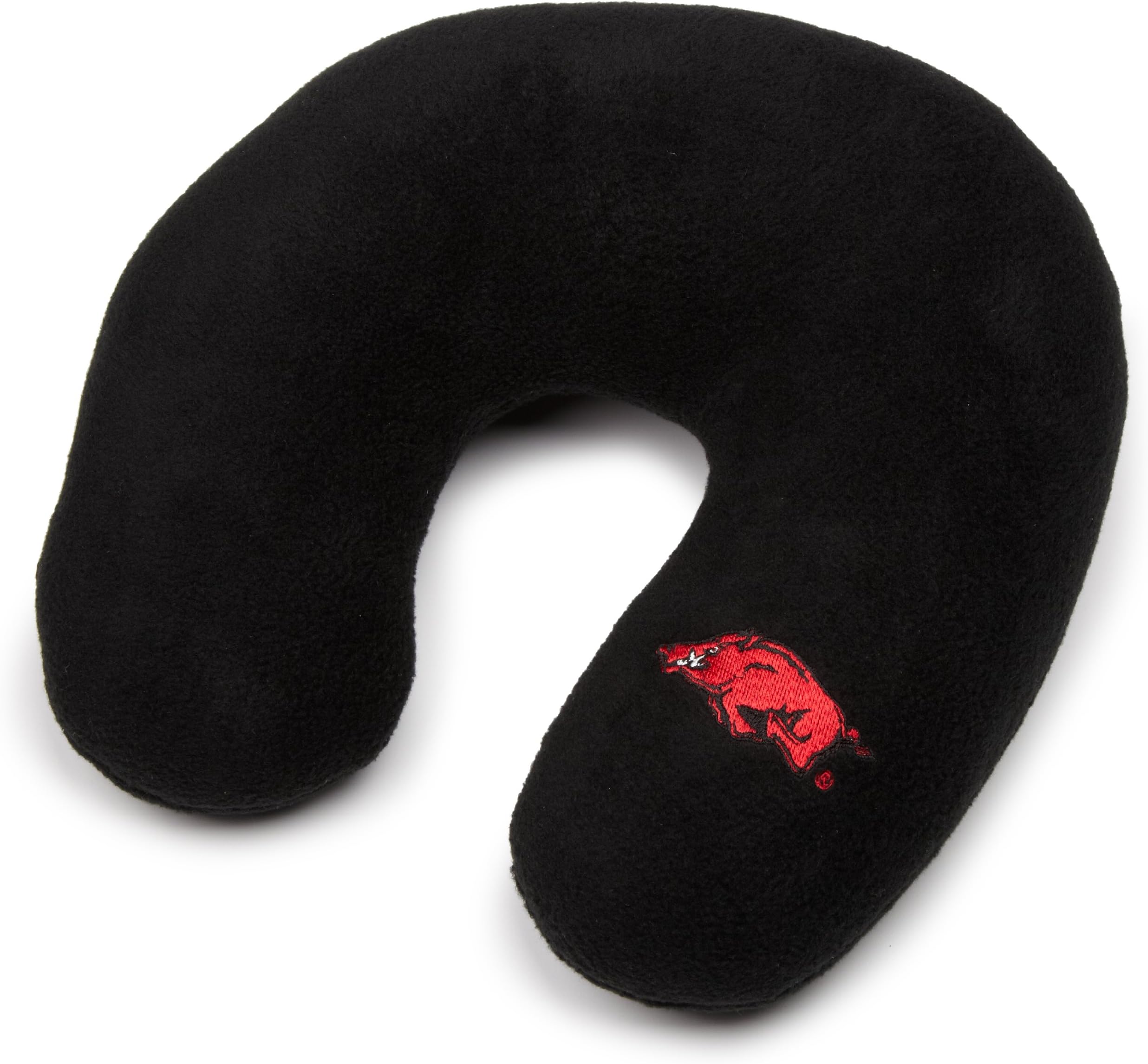 NCAA Arkansas Razorbacks Embroidered U-Shaped Fleece Travel Neck Pillow, Black