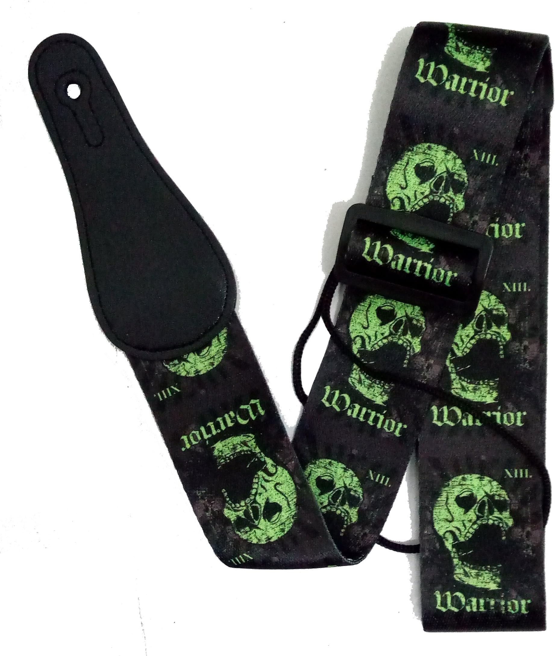 Bufferman Green Skull Adjustable Guitar Strap