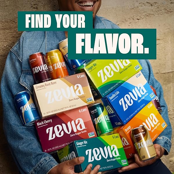 ZEVIA ZERO SUGAR SODA, STRAWBERRIES AND CREAM, 12 OZ CANS (6-PACK) – CAFFEINE FREE, NATURALLY SWEETENED, NO CALORIE SODA – NON-GMO PROJECT VERIFIED, GLUTEN-FREE, VEGAN