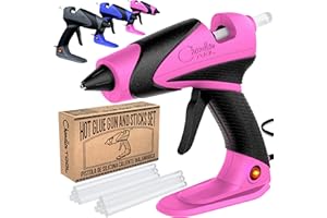 Chandler Tool Full Size Hot Glue Gun And Sticks Set for Crafts and DIY Pistola De Silicona Caliente Inalambrica Complete Heavy Duty Hot Glue Gun Kit With 10 Jumbo Glue Sticks (Pink/Black)