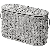GRANNY SAYS Toilet Paper Storage Basket with Lid and Handle, Durable Toilet Paper Holder, Waterproof Bathroom Organizers and Storage, Wicker Basket for Bathroom Storage, Grey