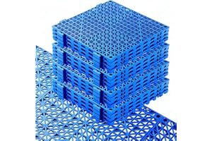 WENQUIT 12PCS Modular Interlocking Cushion, 12in x 12in Interlocking Drainage Mats, Waterproof Drainage Floor Tiles, Soft PVC Non-Slip Drain Tiles for Shower, RV Mattress, Pool, Blue Splicing Floor Mats