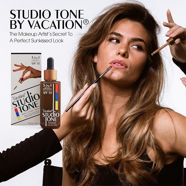 VACATION STUDIO TONE SPF 50 SUNSCREEN BRONZING DROPS FOR FACE, SUNKISSED SKIN BRONZER, MAKEUP-FRIENDLY TAN DROPS, NON-COMEDOGENIC, BROAD SPECTRUM SUN BLOCK, VEGAN & CRUELTY-FREE, 1 FL. OZ.