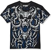 Liquid Blue Men's Blue Flame Skull T-Shirt
